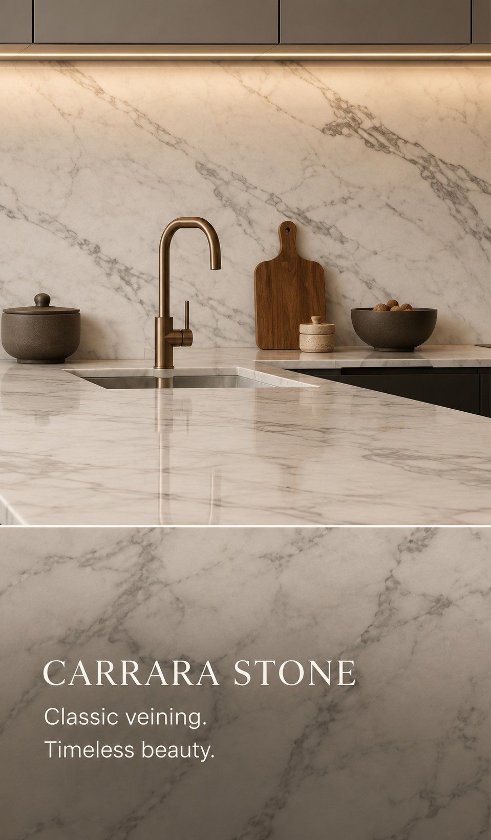 Carrara Stone &mdash; classic veining, timeless beauty