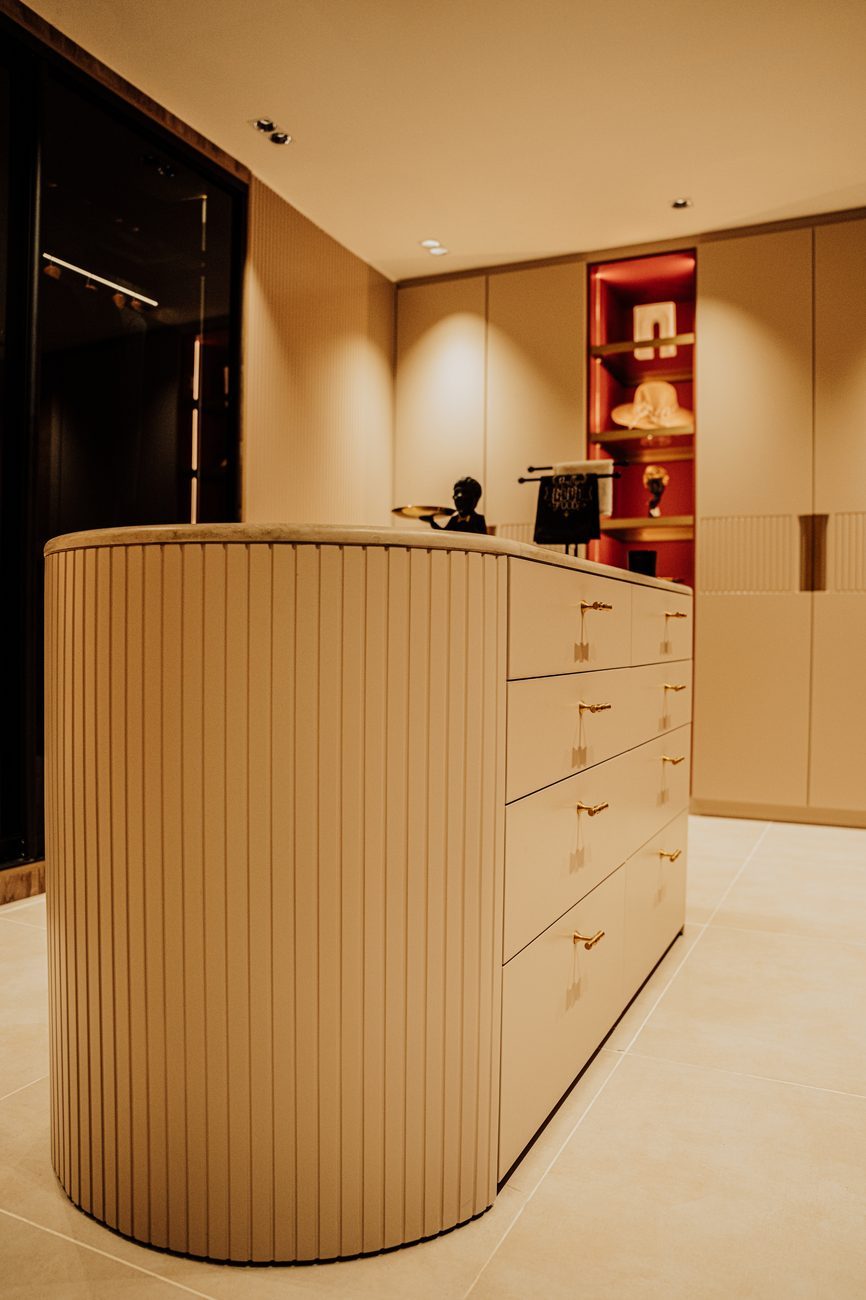 Custom wardrobe and walk-in closet detailing