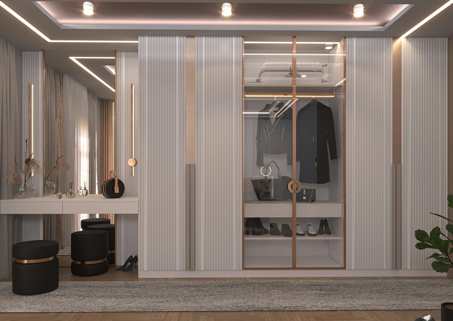 A Vaishali Dressing Room — custom wardrobe and vanity area